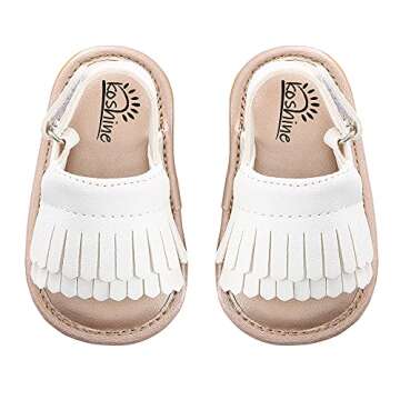 Baby Sandal Tassels Summer Toddler Slipper Shoes 0-2 Years (White, numeric_4)