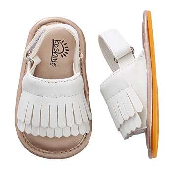 Baby Sandal Tassels Summer Toddler Slipper Shoes 0-2 Years (White, numeric_4)