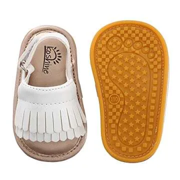 Baby Sandal Tassels Summer Toddler Slipper Shoes 0-2 Years (White, numeric_4)