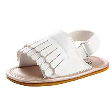 Baby Sandal Tassels Summer Toddler Slipper Shoes 0-2 Years (White, numeric_4)