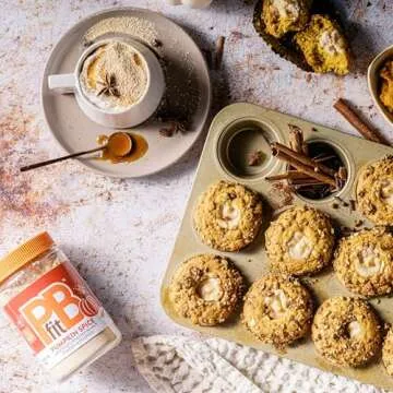 PBfit 15 Ounce Pumpkin Spice Peanut Butter Powder, Powdered Peanut Butter Spread From Real Roasted Peanuts, 7g of Protein 7% DV, Gluten-Free, 70 calories, 90% less fat (Pack of 1)