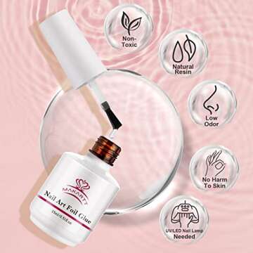 Makartt All in One Foil Nail Art Kit with 15ml Nail Foil Glue Gel& 10 Sheets Flower Designer Nail Fo...