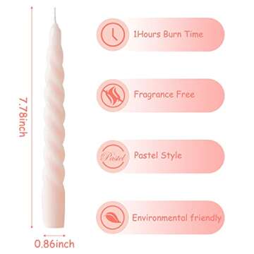GROBRO7 4Pcs Spiral Taper Candle Danish Pastel Aesthetic Room Decor Soy Wax Unscented Conical Stick ...