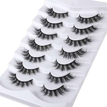 Mebver False Eyelashes Cat Eye Lashes Faux Mink Lashes Natural Look Fluffy Wispy Lashes That Look Li...