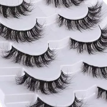 Mebver False Eyelashes Cat Eye Lashes Faux Mink Lashes Natural Look Fluffy Wispy Lashes That Look Like Extensions Pestañas Postizas D Curl Lash Strips Short Fox Eye Lashes 7 Pairs Pack