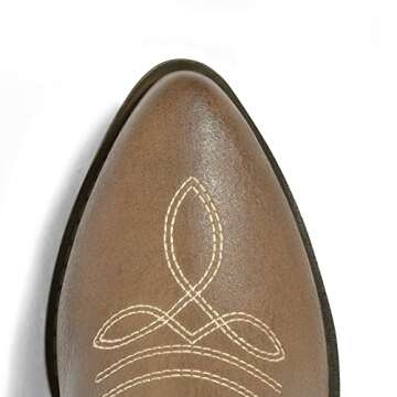 mysoft Women's Western Cowboy Boots Embroidered Mid-Calf Pointed Toe Cowgirl Boot, Available for Regular and Wide Calf