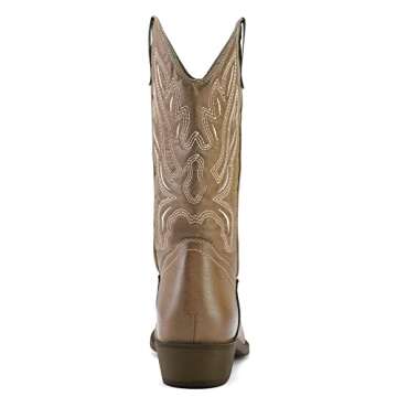 mysoft Women's Western Cowboy Boots Embroidered Mid-Calf Pointed Toe Cowgirl Boot, Available for Regular and Wide Calf