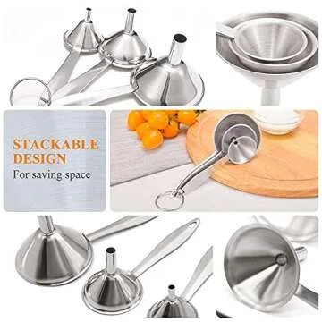 Versatile Stainless Steel Kitchen Funnel Set for Easy Pouring