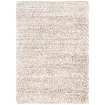 SAFAVIEH Hudson Shag Collection Area Rug - 8' x 10', Ivory & Beige, Modern Abstract Design, Non-Shedding & Easy Care, 2-inch Thick Ideal for High Traffic Areas in Living Room, Bedroom (SGH295C)