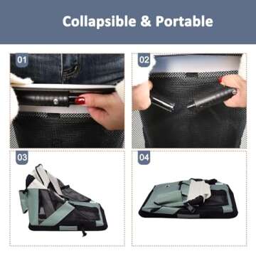 JESPET Soft Dog Crates Kennel for Pets, 3 Door Soft Sided Folding Travel Pet Carrier with Straps and Fleece Mat for Dogs, Cats, Indoor & Outdoor Use (5-Shale Green, X-Large(36" L x 24" W x 27" H))