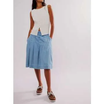 Fuimsul Women Button Down Ribbed Knit Tank Top Summer Slim Fit Sleeveless Round Neck Button Up Tank Vest Streetwear White