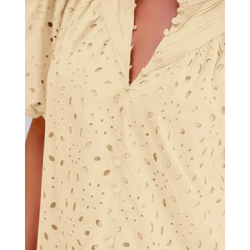 BTFBM Women's Casual Summer Blouse with Eyelet Details