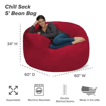 Chill Sack Bean Bag Chair - 5' Cozy Lounge Comfort