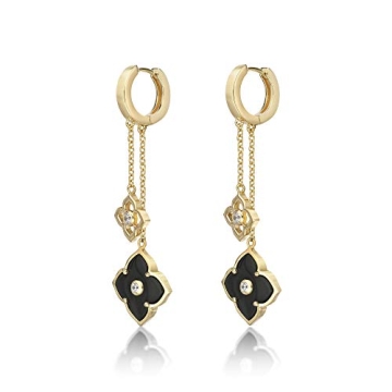 Black Onyx Flower Dangle Drop Earrings for Women - Lavari
