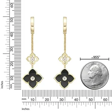 Black Onyx Flower Dangle Drop Earrings for Women - Lavari