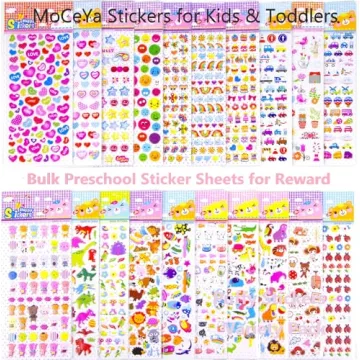 MoCeYa 3D Stickers for Kids - 1200+ Puffy Sticker Variety Pack for Toddlers