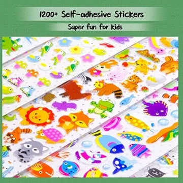 MoCeYa 3D Puffy Stickers for Kids - 1200+ Variety Pack