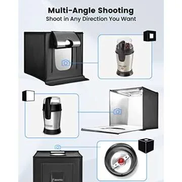 Fasonic 24"x24" Photo Studio Light Box for Photography, Foldable Bi-Color Dimmable Shooting Tent Kit with 240 LED Lights, 3000-6500K Lighting Booth, 6 Color Backdrops