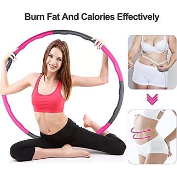 Weighted Hula Hoops for Adults and Kid Foam-Padded Exercise Assembly Design Professional Yoga Fitness Hula Hoop Brings Perfect Figure