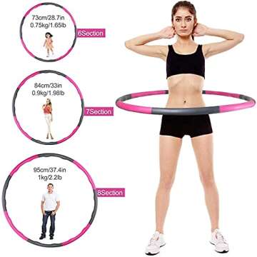 Weighted Hula Hoops for Adults and Kid Foam-Padded Exercise Assembly Design Professional Yoga Fitness Hula Hoop Brings Perfect Figure