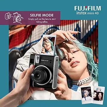 Fujifilm Instax Mini 40 Instant Film Camera with 20x Mini Twin Film, AA Batteries, Battery Charger, Frames, Stickers & Photo Album in Deluxe Accessories Bundle Perfect for Photographers