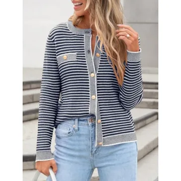 ANRABESS Striped Cardigan Soft Stylish Fall Essential