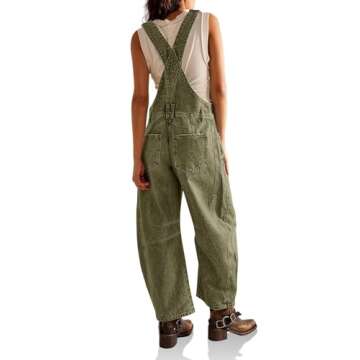 PLNOTME Womens Denim Bib Overalls Barrel Leg Adjustable Strap Jean Pants Jumpsuits with Pockets