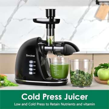 Slow Masticating Juicer,Brecious Cold Press Juicer with 2 Speed Modes & Quiet Motor,Juicer Machines ...