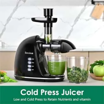 Slow Masticating Juicer - Brecious Cold Press Juicer with 2 Speed Modes & Quiet Motor for Perfect Nu...