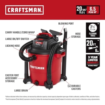 CRAFTSMAN Heavy-Duty 20 Gallon Wet Dry Vacuum