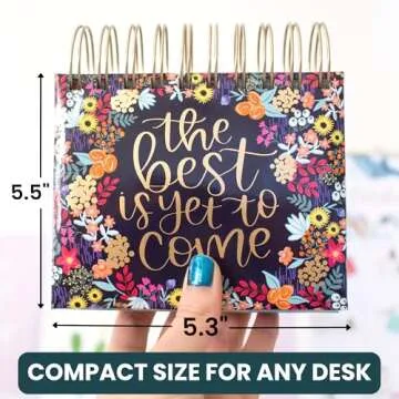 bloom daily planners Undated Perpetual Desk Easel/Inspirational Standing Flip Calendar - (5.25" x 5.5") (The Best is Yet to Come)
