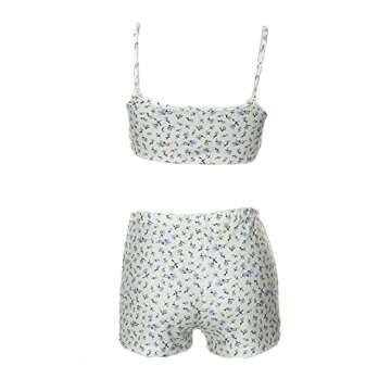 Multitrust Women Two Piece Matching Sets Knit Lounge Set Y2K Crop Tops and High Waist Shorts Summer Loungewear Streetwear (A Yellow, S)