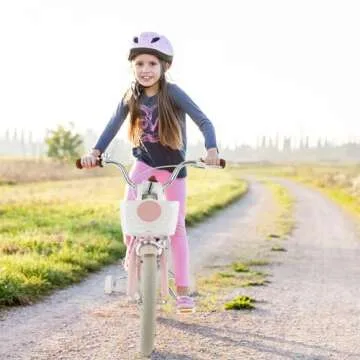 HONEY JOY Kids Bike - 18" Pink Bicycle with Training Wheels & Safety Features