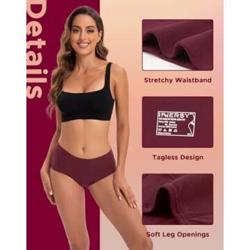 INNERSY Women's Period Underwear High Waisted Postpartum Menstrual Panties 3 Pack