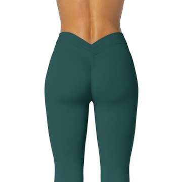 Sunzel Sunzfly Flare Leggings for Women No Front Seam Buttery Soft Yoga Pants with Tummy Control and Wide Leg for Workout, 30in, Forest Green, M
