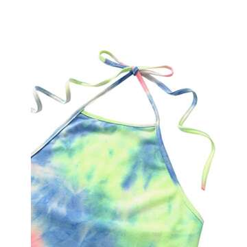 SweatyRocks Women's 2 Piece Set Halter Crop Top and Shorts Set Tie Dye M