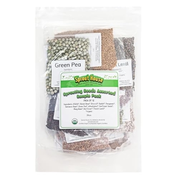 The Sprout House Variety Sample Pack -1.5 LBS of 12 Different Sprouting Seeds - Certified Organic an...