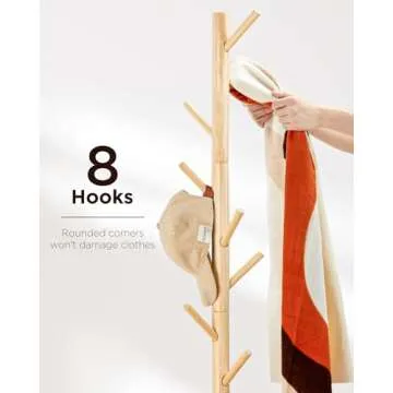 Versatile AMADA Coat Rack Stand in Natural Oak Design
