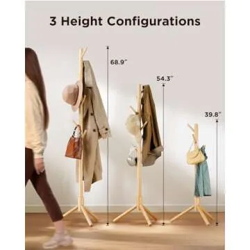 Versatile AMADA Coat Rack Stand in Natural Oak Design