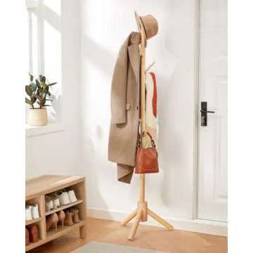 Versatile AMADA Coat Rack Stand in Natural Oak Design