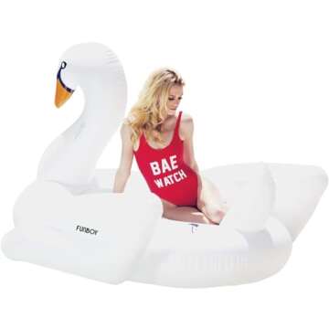 FUNBOY Giant Inflatable White Swan, Luxury Float for Summer Pool Parties and Entertainment