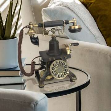 Design Toscano Antique Eiffel Tower 1892 Rotary Corded Retro Phone-Vintage Decorative Telephones, Br...