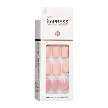 KISS imPRESS Press-On Nails Easy Application Pink Short Size