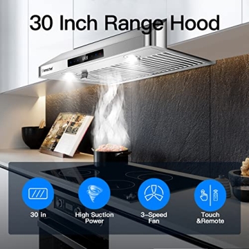AMZCHEF 30" Stainless Steel Range Hood 700CFM