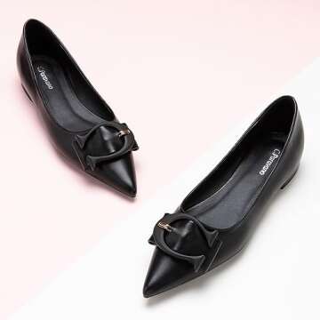 C.Paravano Women's Flats - Pointed Toe Flats Leather Flats Dressy Shoes Ballet Flats Comfortable Sli...