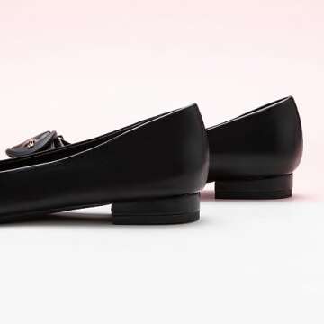 C.Paravano Women's Flats - Pointed Toe Flats Leather Flats Dressy Shoes Ballet Flats Comfortable Slip on Flats for Women Work,Daily Black