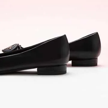 C.Paravano Women's Flats - Pointed Toe Flats Leather Flats Dressy Shoes Ballet Flats Comfortable Slip on Flats for Women Work,Daily Black