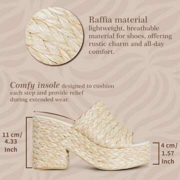 CYNLLIO Espadrilles Platform Sandals Open Toe Chunky High Heel Slides Fashion Summer Outdoor Beach Slippers Slip on Party Dress Shoes