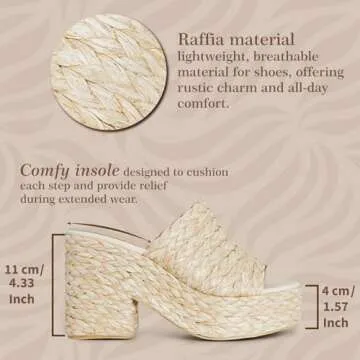 CYNLLIO Espadrilles Platform Sandals Open Toe Chunky High Heel Slides Fashion Summer Outdoor Beach Slippers Slip on Party Dress Shoes