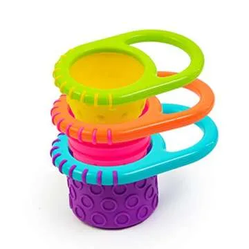 Sassy Flex & Fill Cups 3-Piece Bath Toys - Colorful & Safe Fun for Toddlers